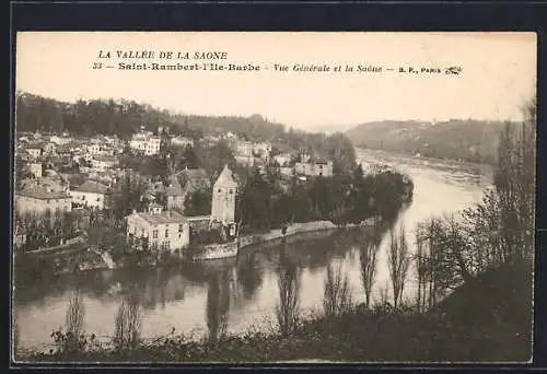 AK Saint-Rambert-l`Île-Barbe, Vue générale et la Saône