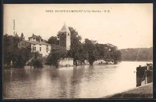 AK Saint-Rambert-l`Ile-Barbe, Vue sur l`île Barbe et la rivière adjacente