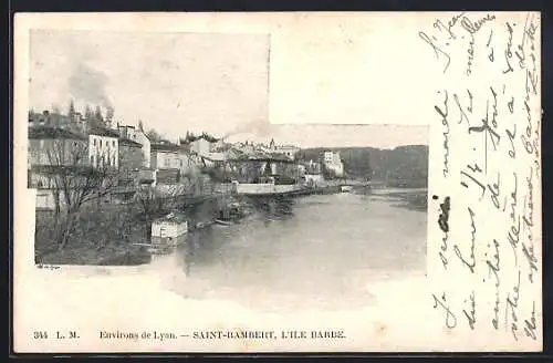 AK Saint-Rambert-l`Ile-Barbe, l`Île Barbe et la rivière en bordure des maisons