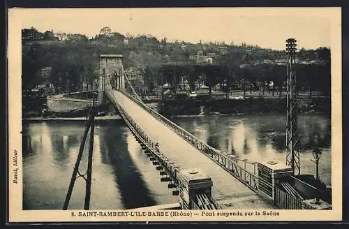 AK Saint-Rambert-l`Île-Barbe, Pont suspendu sur la Saône