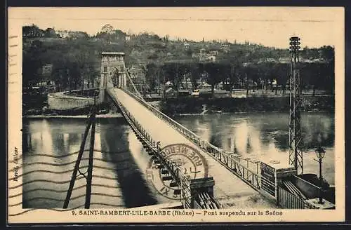 AK Saint-Rambert-l`Île-Barbe, Pont suspendu sur la Saône