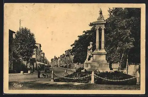 AK Belleville-sur-Saône, Place de la République avec monument et rue animée