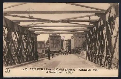 AK Belleville-sur-Saône, Tabliers du Pont et Restaurant du Port