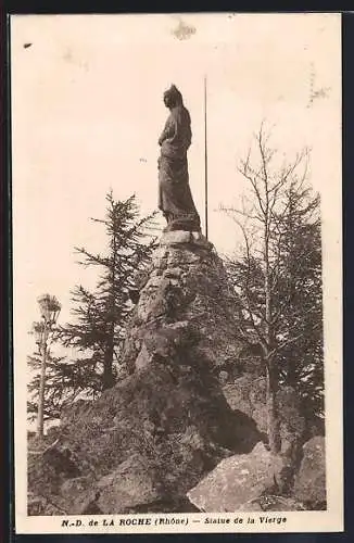 AK Notre-Dame de la Roche, Statue de la Vierge sur le rocher