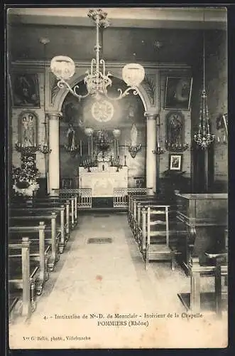 AK Pommiers, Intérieur de la Chapelle de l`Institution N.-D. de Montclair