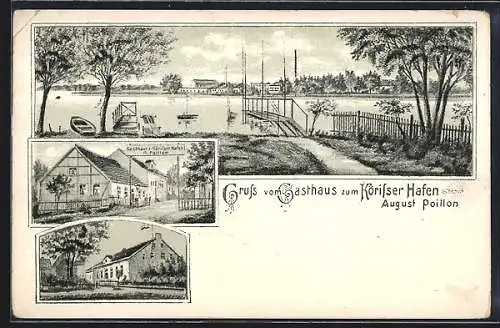 Lithographie Gross Köris, Gasthaus zum Köriser Hafen, Bes. August Poillon