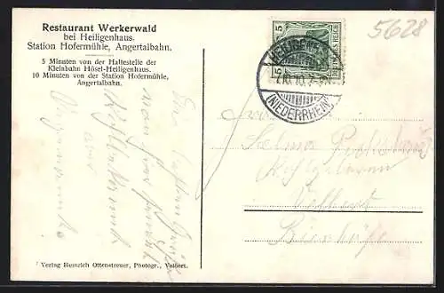 AK Heiligenhaus / Niederrhein, Restaurant Werkerwald v. Wwe. F. W. Leibeck