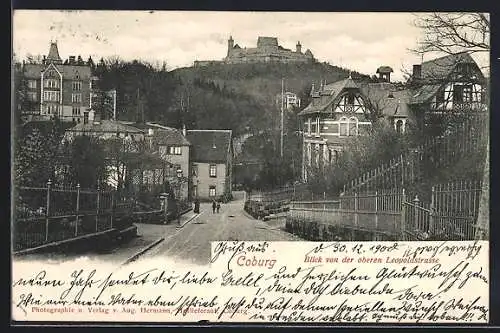 AK Coburg, Blick von der oberen Leopoldstrasse