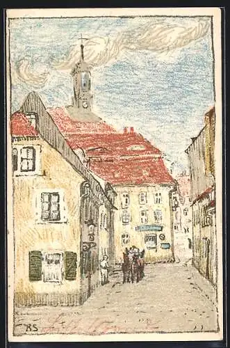 Steindruck-AK Bischofswerda, Festpostkarte zum Heimatfest 1913, Strassenpartie