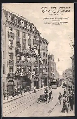 AK München, Hôtel-Restaurant Habsburg, Bayerstr. 9