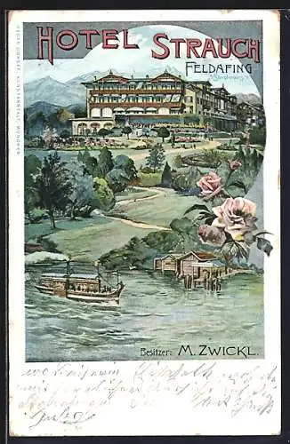 AK Feldafing a. Starnbergersee, Hotel Strauch von M. Zwickl