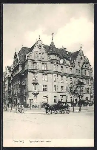 AK Hamburg-Eppendorf, Eppendorferlandstrasse mit Pferdewagen