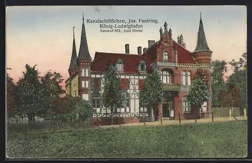 AK König-Ludwighafen, Gasthaus Kanalschlösschen von Jos. Pantring