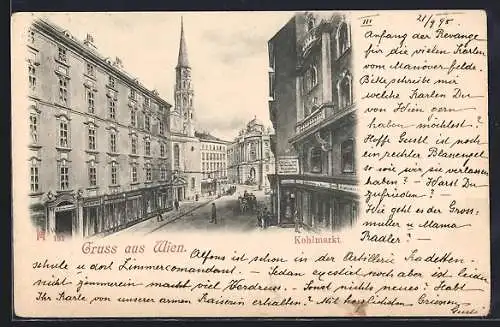 AK Wien, Kohlmarkt, Strassenpartie aus der Vogelschau, mit Turm u. Kuppelgebäude