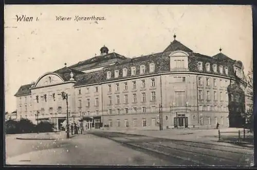 AK Wien, Wiener Konzerthaus mit Strasse und Abzweig