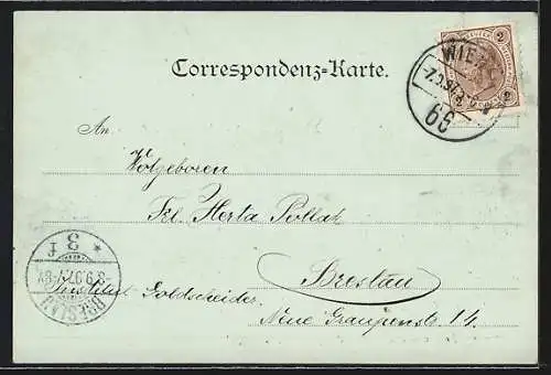 Mondschein-AK Wien, Maximilianplatz mit Votivkirche, Panorama