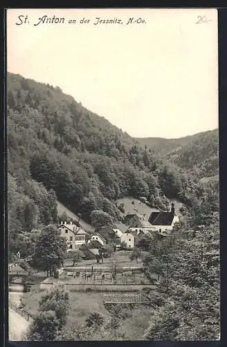 AK St. Anton an der Jessnitz, Totalansicht aus der Vogelschau