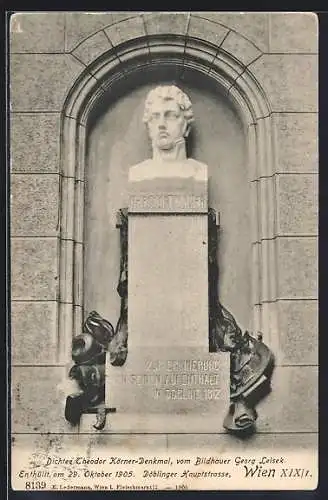 AK Wien, Theodor Körner-Denkmal Döblinger Hauptstrasse, Enthüllung 29.10.1905