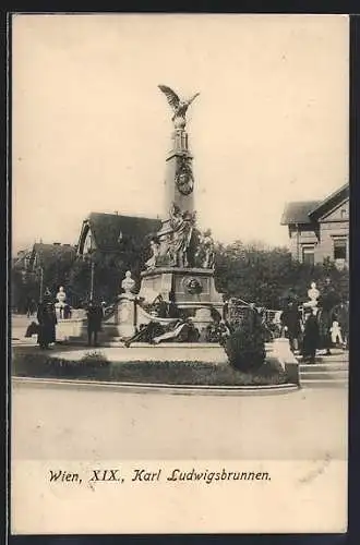 AK Wien, Karl Ludwigsbrunnen mit Besuchern