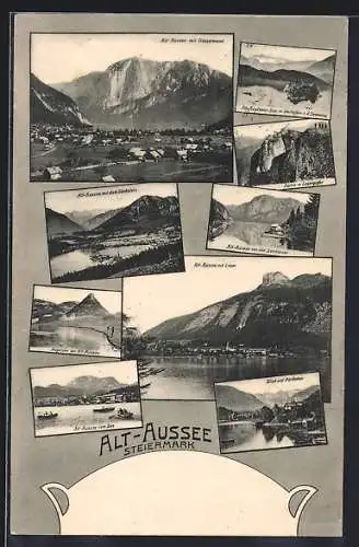 AK Alt-Aussee /Steiermark, Ortsansichten mit Loser, Panorama vom See, Dachstein