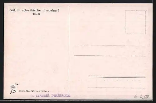 Künstler-AK Hans Boettcher: Leute in Trachten, Eisenbahn