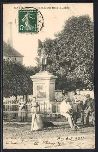 AK Igny-le-Lard, Statue du Palatin Henri le Libéral