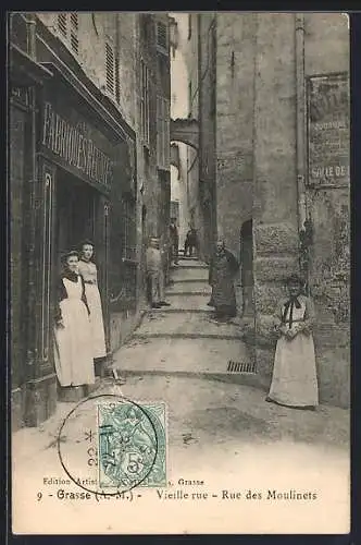 AK Grasse, Rue des Moulinets, Strassenpartie