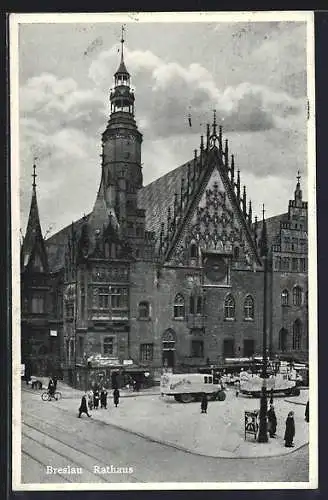 AK Breslau, Strasse am Rathaus