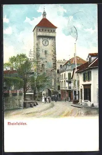 AK Rheinfelden, Strassenpartie mit Turm