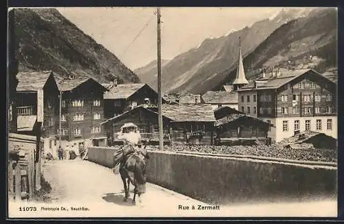 AK Zermatt, Une rue, Strassenpartie