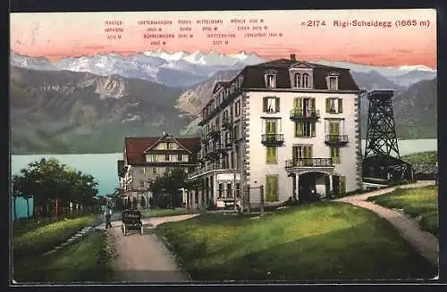 AK Rigi-Scheidegg, Hotel mit Mönch, Eiger und Jungfrau