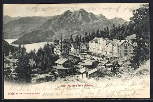 AK Rigi-Kaltbad, Hotel mit Pilatus