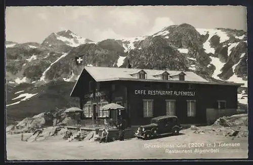 AK Grimselpass, Grimselpasshöhe, Totensee, Restaurant Alpenrösli