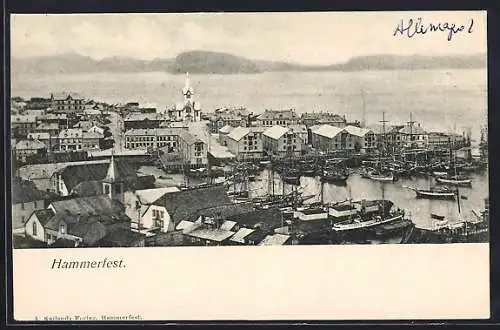 AK Hammerfest, Teilansicht mit Hafen