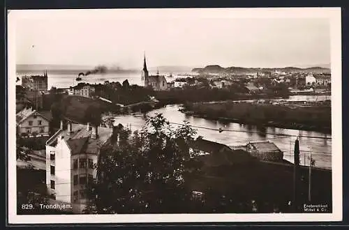 AK Trondhjem, Teilansicht mit Kirche