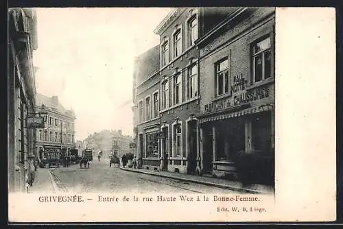 AK Grivegnée, Entrée de la rue Haute Wez à la Bonne-Femme