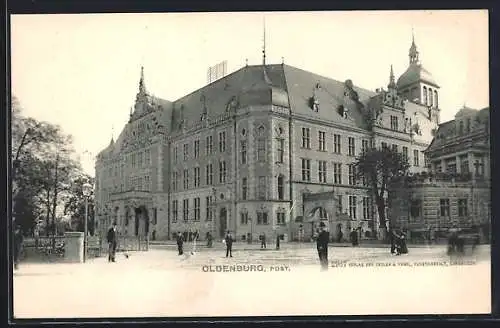 AK Oldenburg / O., Post mit Strassenpartie