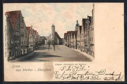 AK Weiden i. Oberpfalz, Unterer Marktplatz mit Rathaus