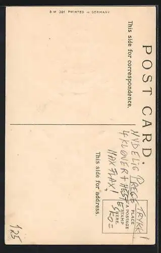 Präge-AK Kleiner Neujahrsengel sitzt auf Kleeblatt und stösst mit Weinglas an