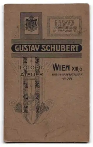 Fotografie Gustav Schubert, Wien, Breitenseerstrasse 28, Porträt einer Dame