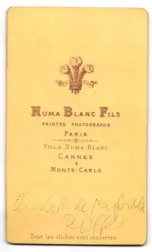 Fotografie Numa Blanc Fils, Cannes, Elisabeth de N. im Halbprofil