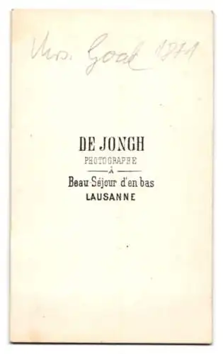 Fotografie De Jongh, Lausanne, Beau-Séjour d`en bas, Porträt einer Dame
