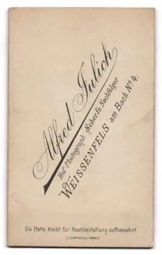 Fotografie Alfred Julich, Weissenfels, am Bach No. 4, Porträt eines Kleinkinds in Spitzenkleid