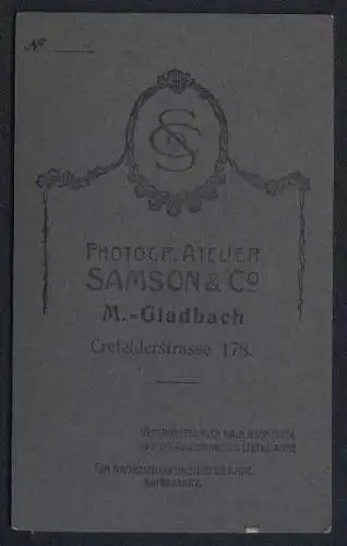 Fotografie Atelier Samson & Cie, M. Gladbach, Crefeldstr. 178, Porträt eines Mannes mit Schnurrbart