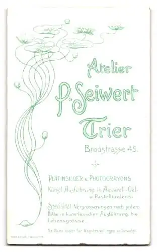 Fotografie P. Seiwert, Trier, Brodstr. 45, Porträt eines Mannes mit Schnurrbart