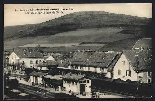 AK La Bastide-St-Laurent-les-Bains, La Gare, Bahnhof