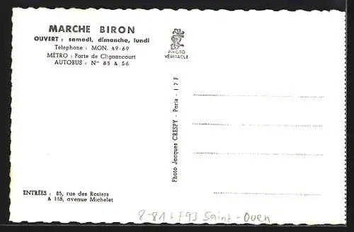 AK Saint-Ouen, Marche Biron Flea-Market, 85, Rue des Rosiers & 118, Ave. Michelet, Antiquitätenhändler