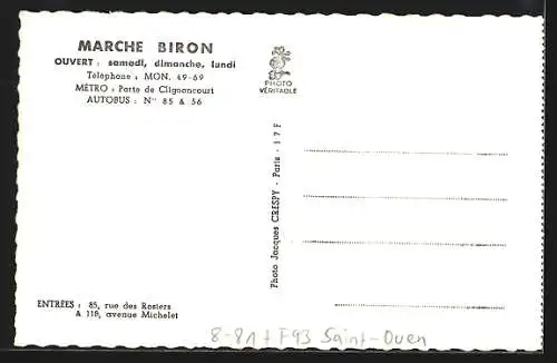 AK Saint-Ouen, Flea-Market, Marche Biron, 85, Rue des Rosiers & 118, Ave. Michelet, Antiquitätenhändler