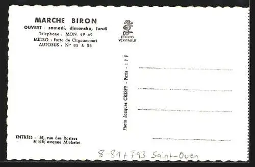 AK Saint-Ouen, Flea-Market, Marche Biron, 85, Rue des Rosiers & 118, Avenue Michelet, Antiquitätenhändler