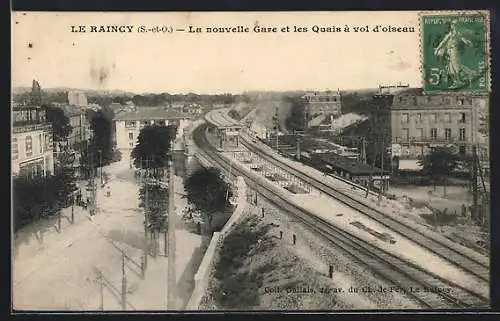 AK Le Raincy /S.-et-O., La nouvelle Gare et les Quais à vol d`oiseau, Bahnhof